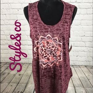 Super cute graphic tank by style &co size L